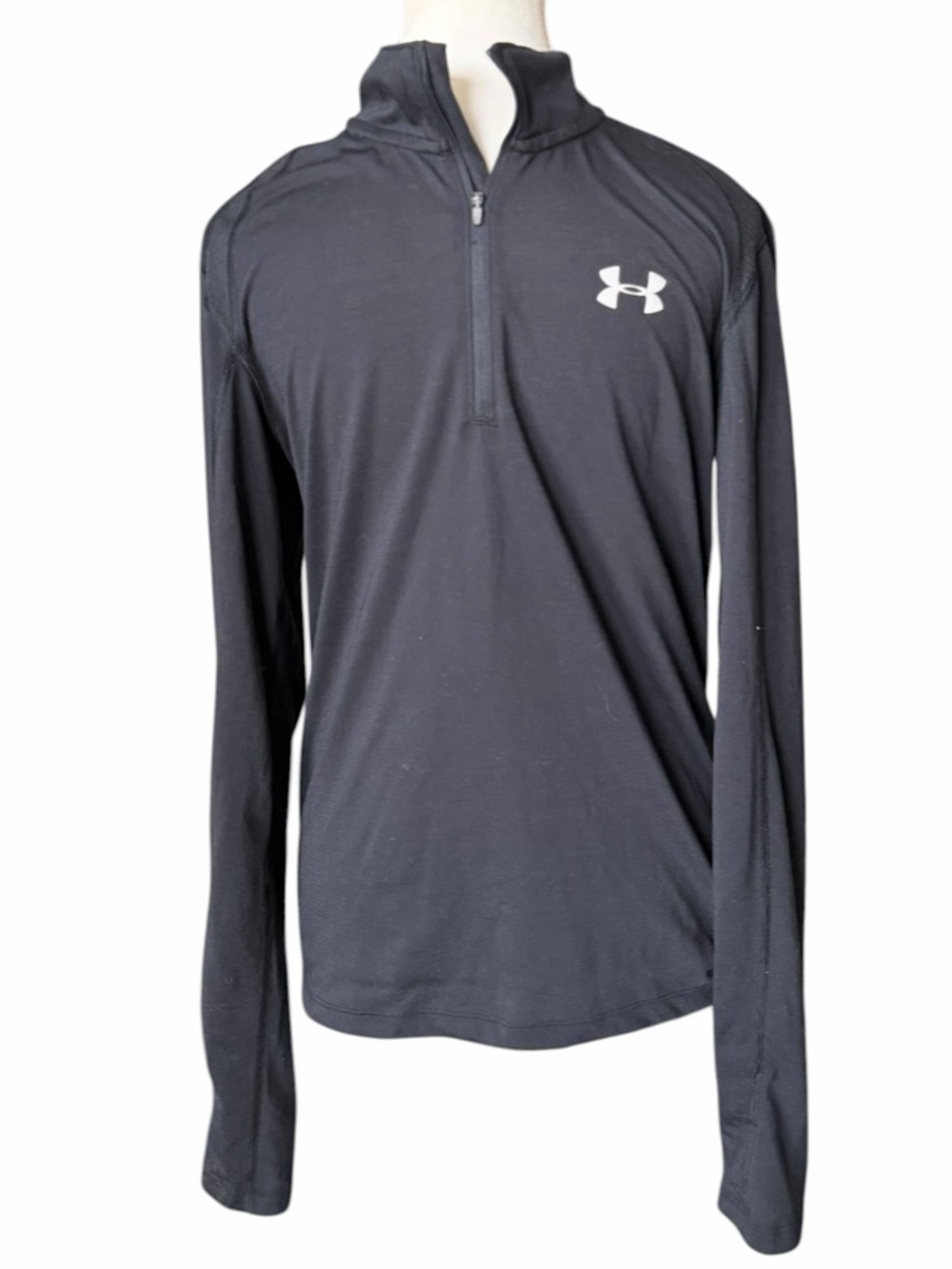 Under Armour Black Run HeatGear 1/4 Zip Fitted Performance Top S